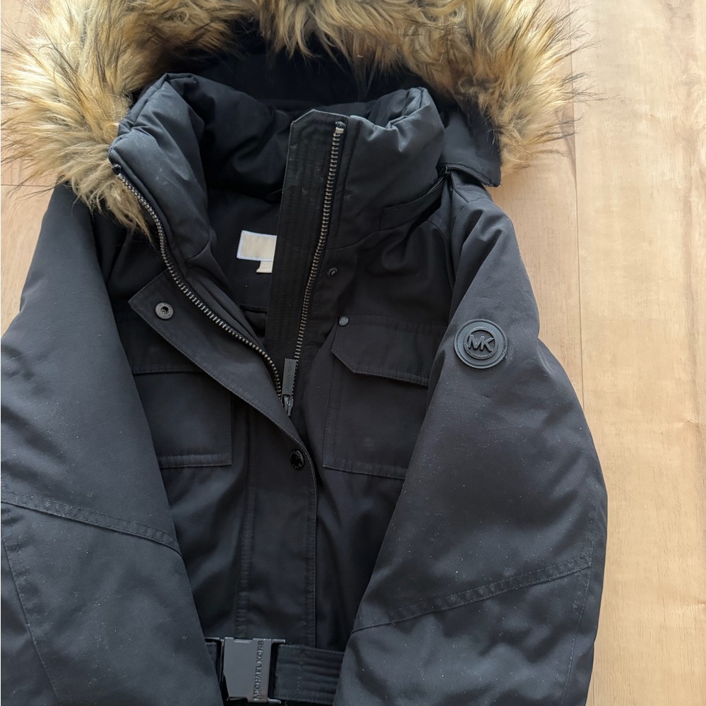 Michael Kors Black Ski Jacket with Faux Fur Hood - Picture 2 of 6